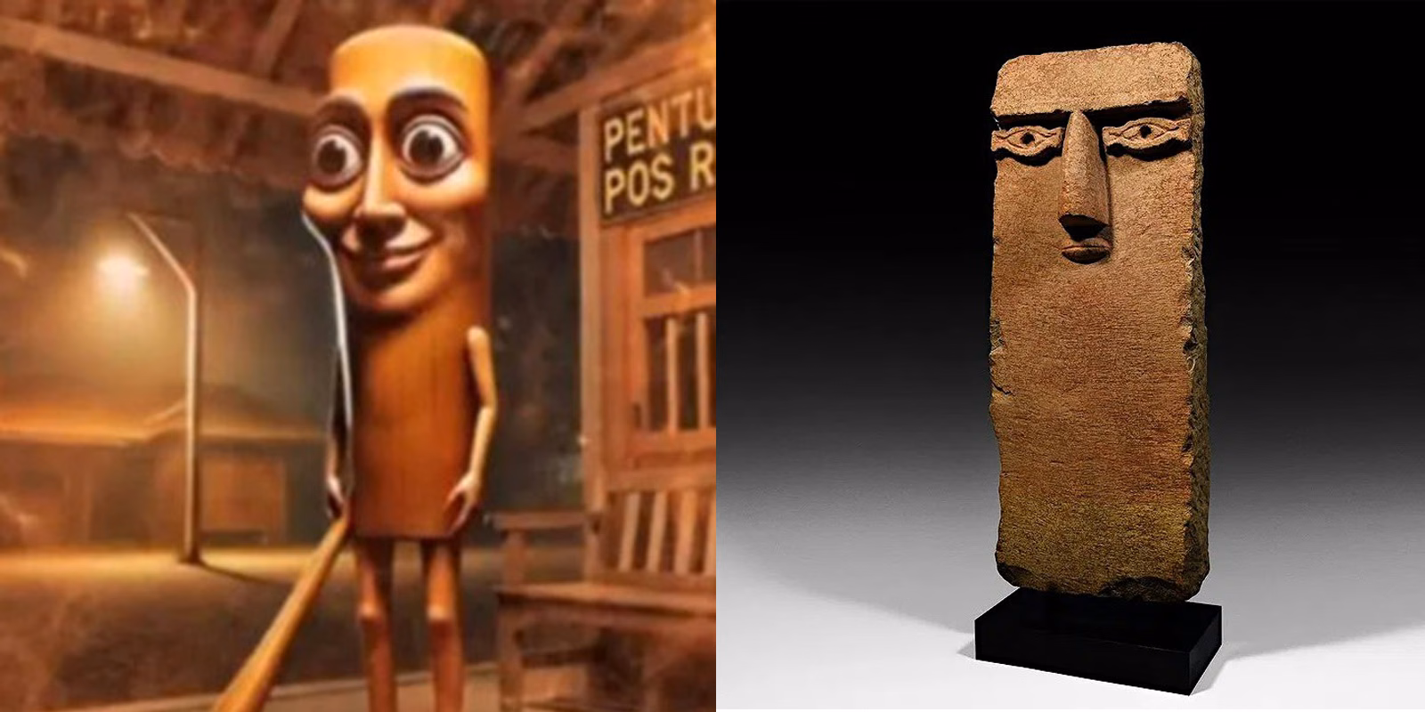 Tung Tung Tung Sahur beside a similarly shaped rectangular character with a human face